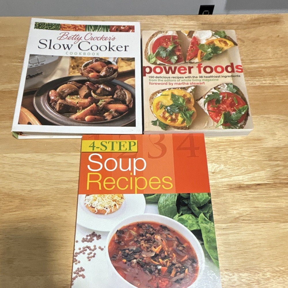 Lot of 3 Cookbooks, including Power Foods, 4-step Soup Recipes, & Betty Crocker